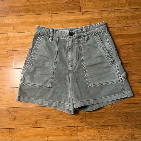 GAP High Rise Sage Green 5” Carpenter Shorts 100% Cotton - Picture 5 of 11